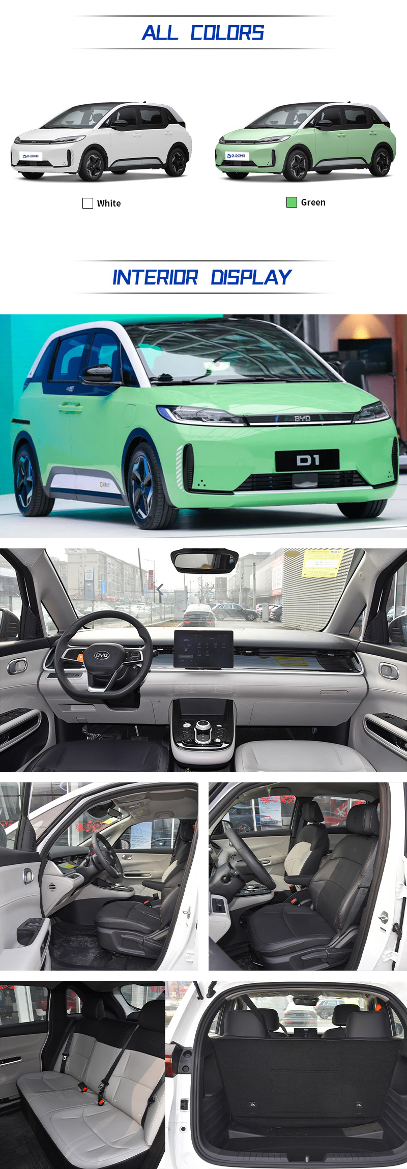 BYD D1 ALL COLORS and INTERIORDISPLAY