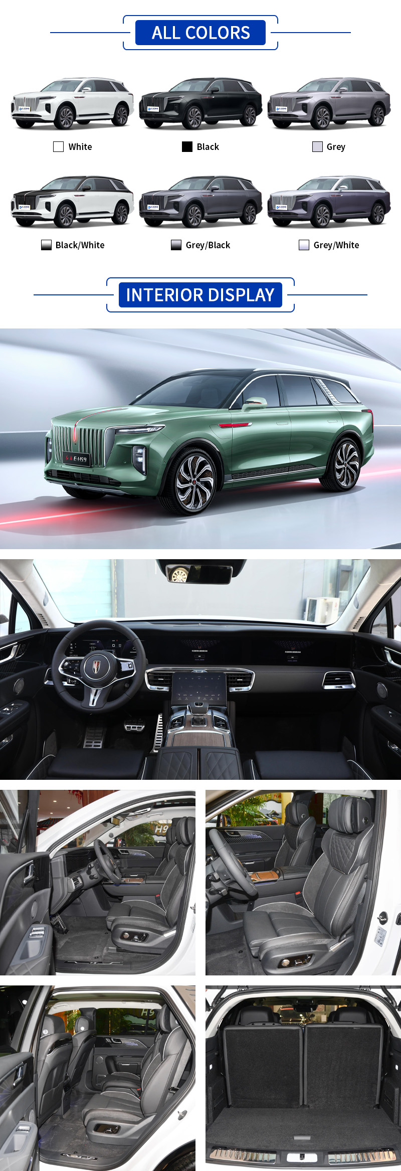 HongQi E-HS9 ALL COLORS and INTERIOR DISPLAY