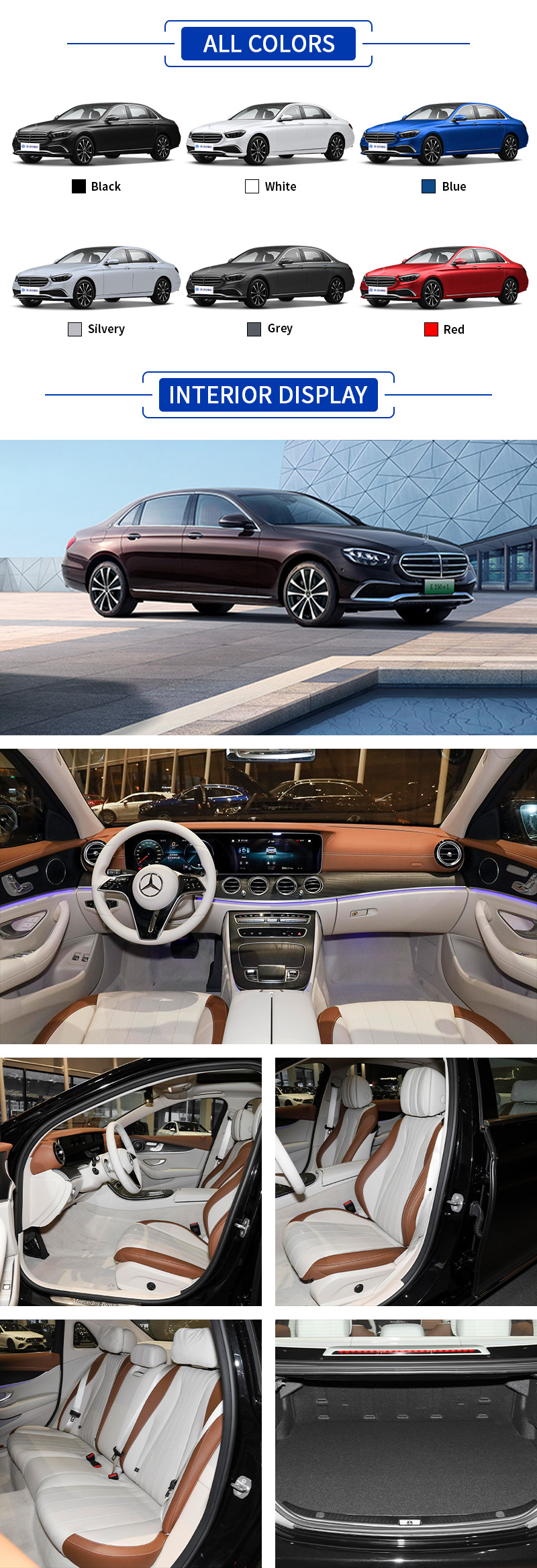 Mercedes-Benz E350eL PHEV ALL COLORS and INTERIOR DISPLAY