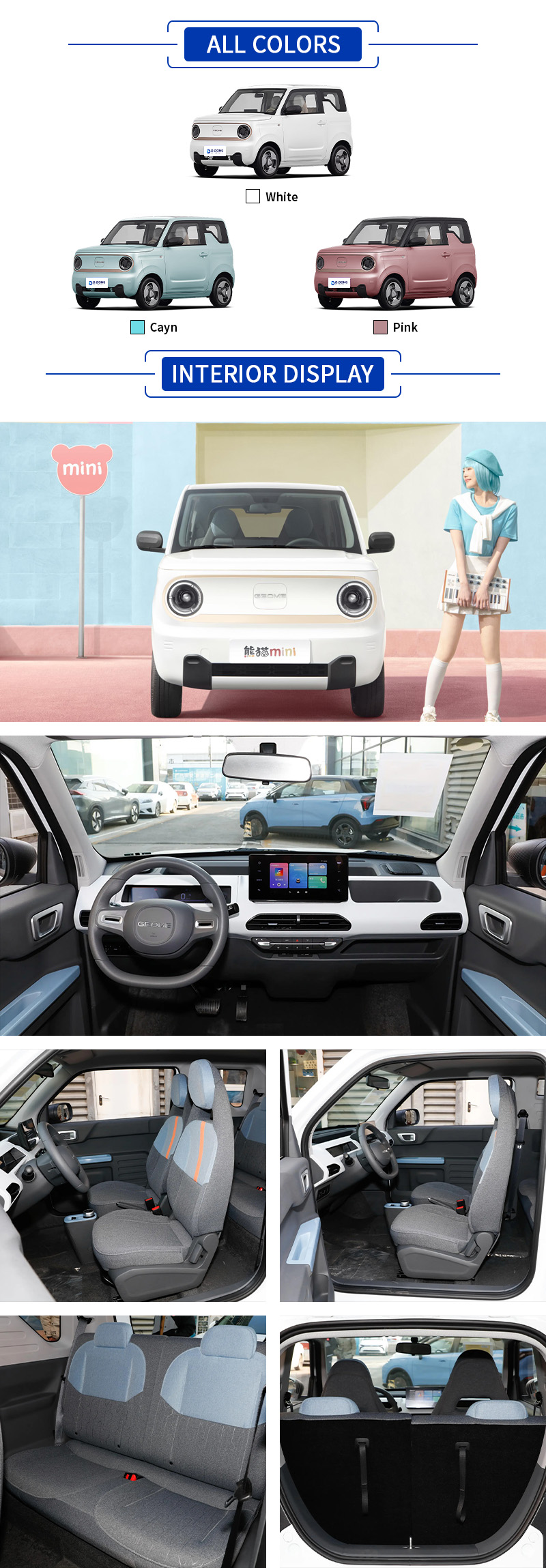 Geely Panda Mini ALL COLORS and INTERIOR DISPLAY