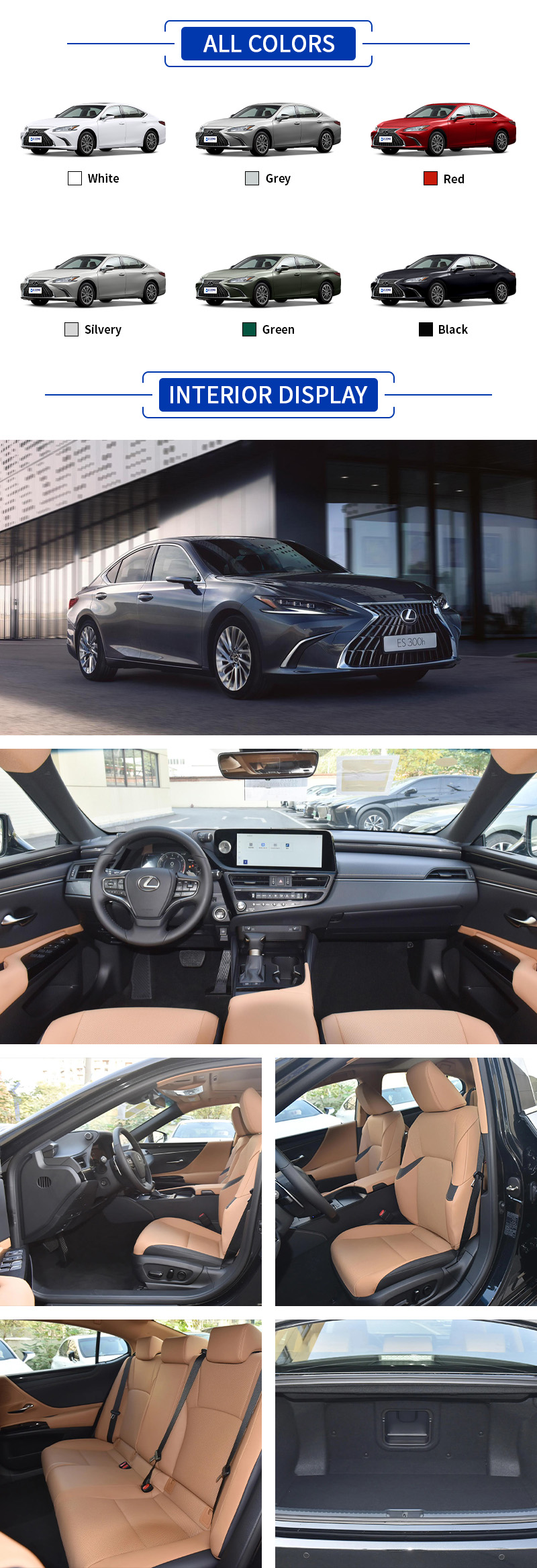 Lexus ES ALL COLORS and INTERIOR DISPLAY